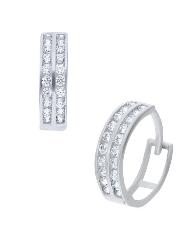 Arracadas De Oro Blanco 14k Con Zirconias (10mm... image number null