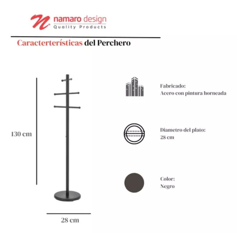 Perchero 6 Ganchos Movibles Negro Seoul Namaro ... image number null