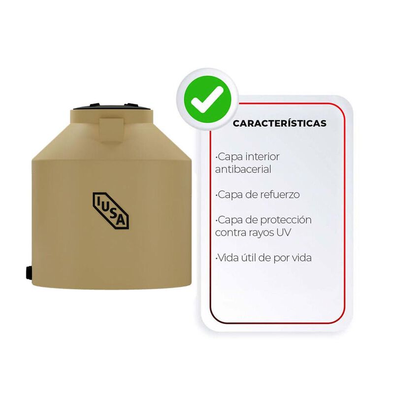 Tinaco Tricapa Iusa, 600 L., Beige + Sistema Ca... image number null
