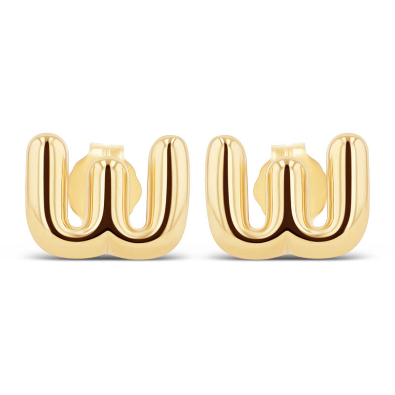 Aretes De Oro Amarillo De 10K (Letra W) image number null