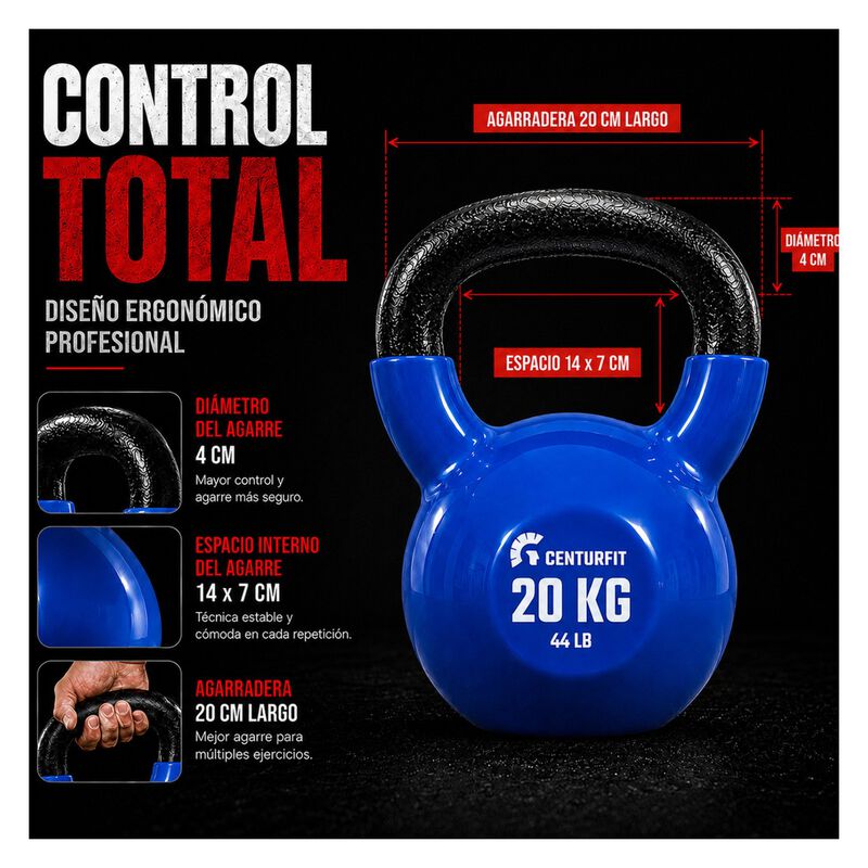 Pesa Rusa Kettlebell 20 Kg Recubrimiento Pvc Hi... image number null