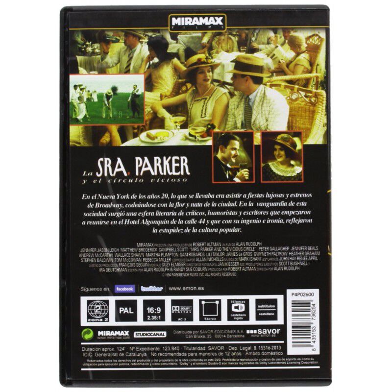 La se&ntilde;ora Parker y el c&iacute;rculo vicioso [DVD] image number null