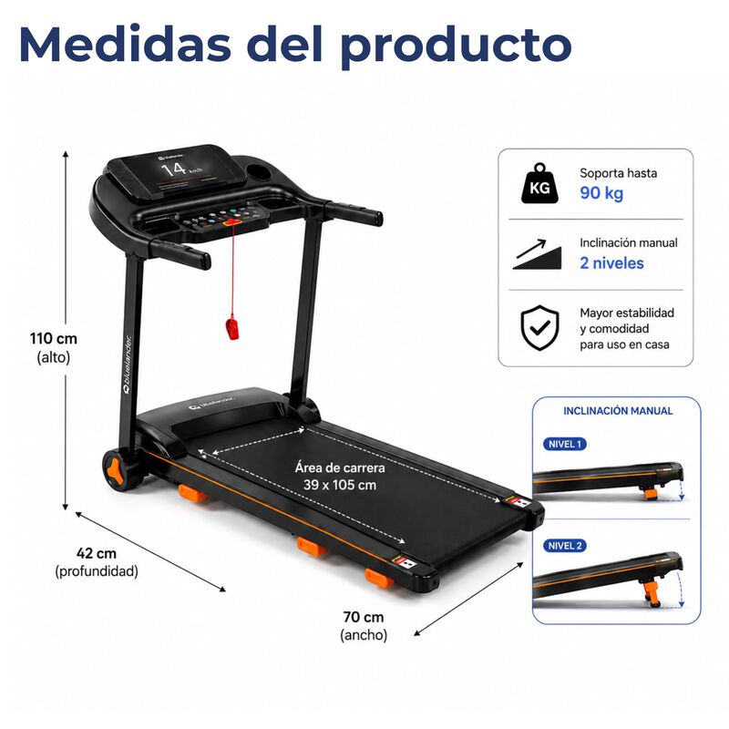 Caminadora El&eacute;ctrica 1.5 Hp Con Bluetooth Y 12 ... image number null