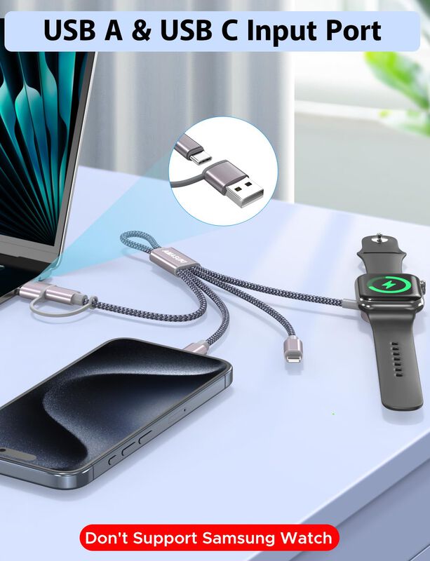 Cable De Carga Usb C 3 En 2 Para Apple Watch Y ... image number null