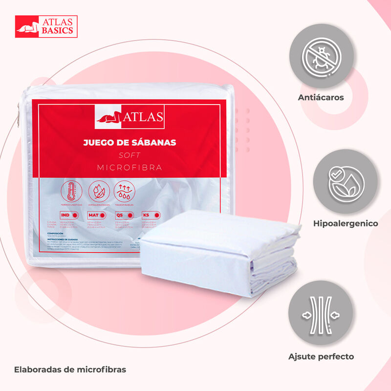 Juego De S&aacute;banas King Size + Almohadas Atlas Ba... image number null