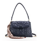 Bolsa Satchel Mediana Con Mascada Color Azul Marino