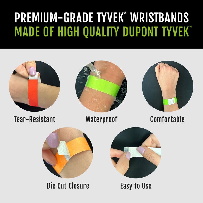 Pulseras Tyvek Wristco 600 Ne&oacute;n Amarillo A Prue... image number null