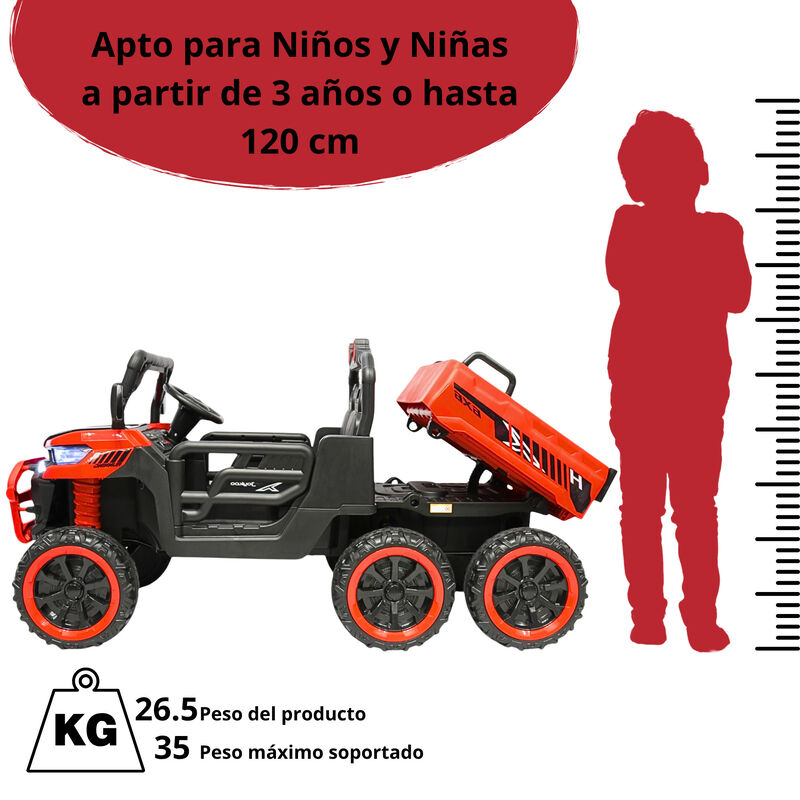Montable El&eacute;ctrico para Ni&ntilde;os Tractor 6x6 Caja ... image number null