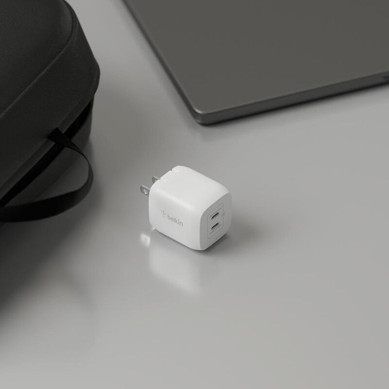 Cargador De Pared Doble Usb C De 45W Blanco GaN image number null