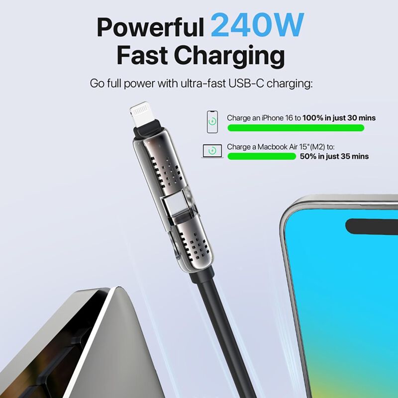 Cable Datos Mybat 4en1 Usb-c Para Iphone Androi... image number null