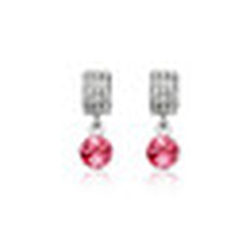 Aretes en Baño de Oro Blanco de 18K con Cristal... image number null