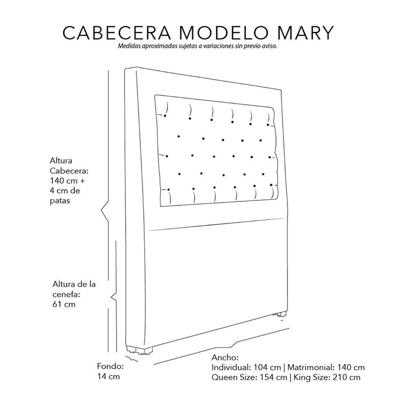 Cabecera Individual Dicasa Mary Negro image number null