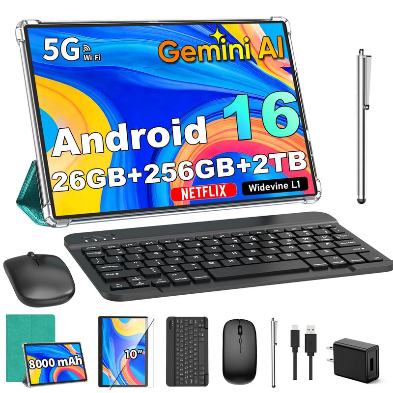 Tablet Relndoo 25 cm Android 16 + Teclado Verde image number null