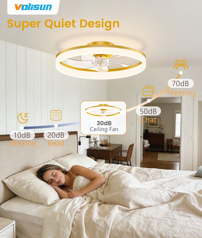 Ventilador De Techo Volisun De 51 cm Dorado Con... image number null