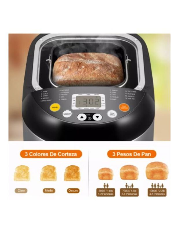 Maquina Para Hacer Pan 19 En 1 Programable Temp... image number null