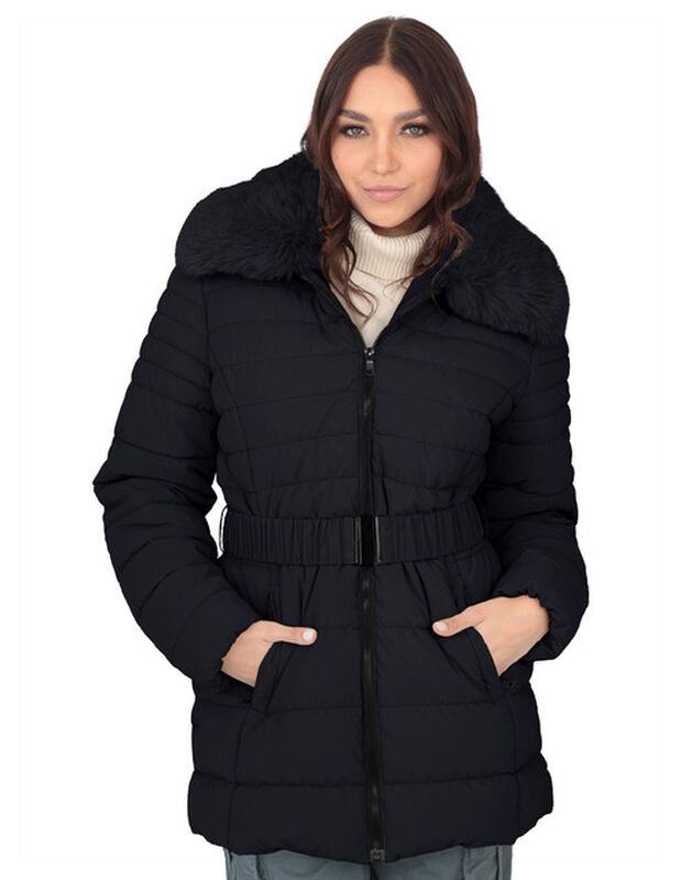 Chamarra Cazadora Cuello Aborregado Mujer Negro... image number null