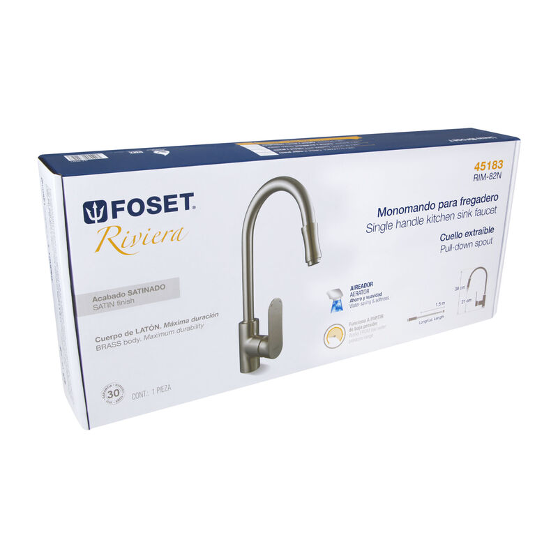 Mezcladora Sat&iacute;n Nariz Retr&aacute;ctil para Fregadero... image number null