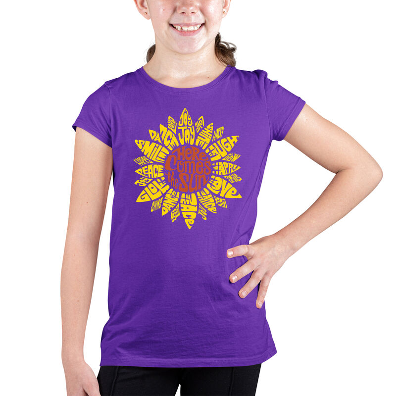 Camiseta Word Art Para Ni&ntilde;a - Girasol - Morado image number null