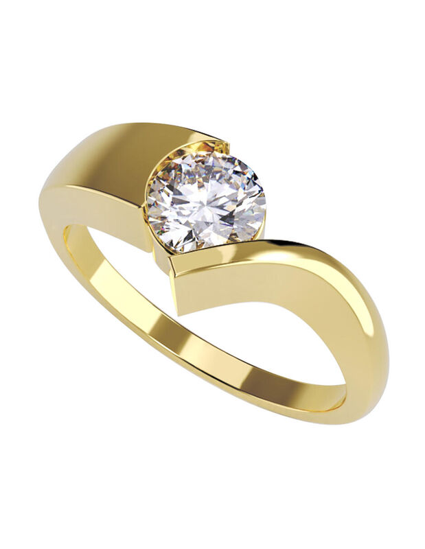 Anillo de Compromiso en Oro Amarillo 14K con Ci... image number null