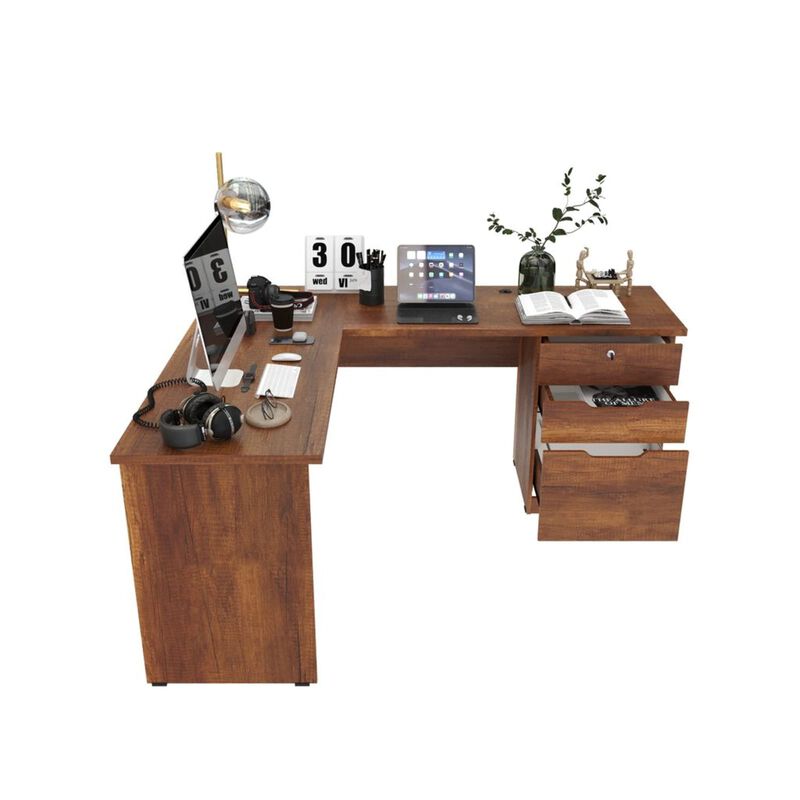 Escritorio en L  Denver,  3 Cajones Minimalista... image number null