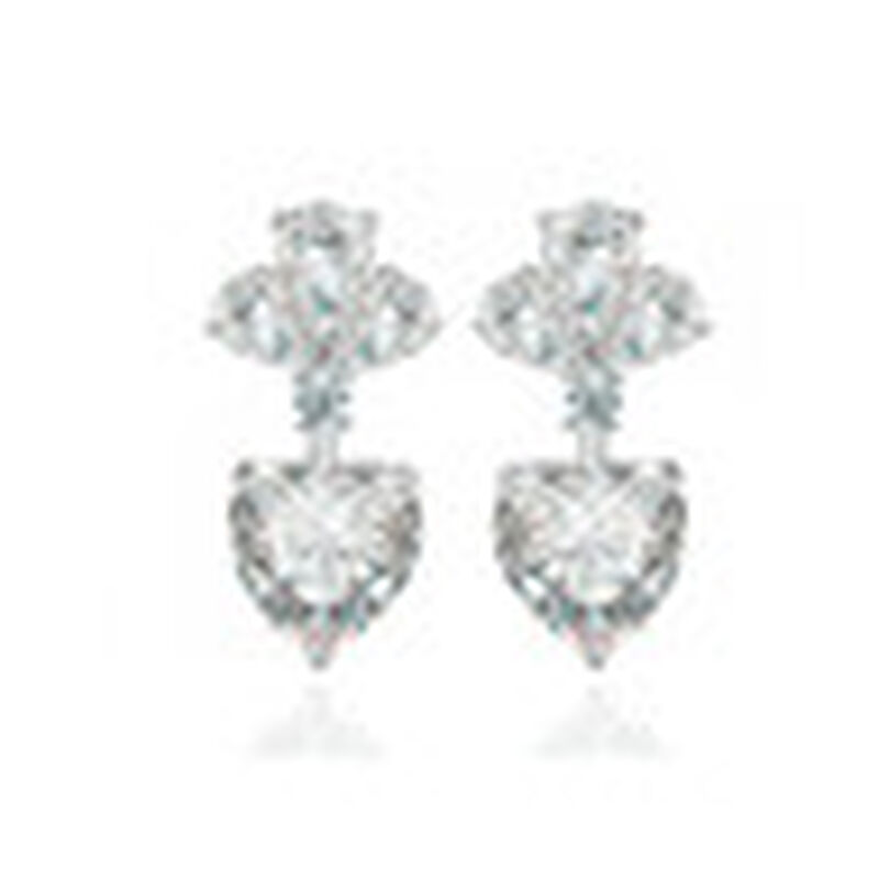 Aretes en Baño de Oro Blanco de 18K de Corazón ... image number null