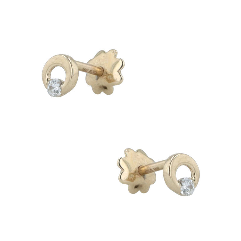 Broqueles Oro Amarillo 10k Con 6pts De Diamante image number null
