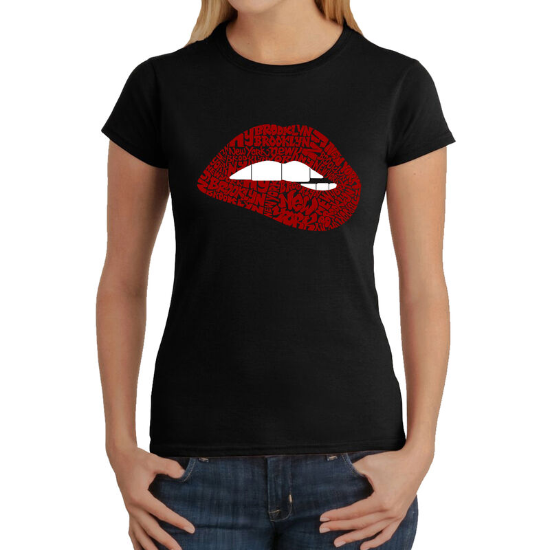 Camiseta Word Art Para Mujer - Labios Brooklyn-... image number null