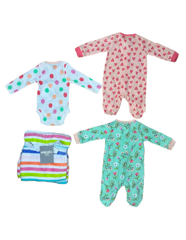 Kit 4 Piezas Bebé Niña Onesies Mamelucos, Pañal... image number null