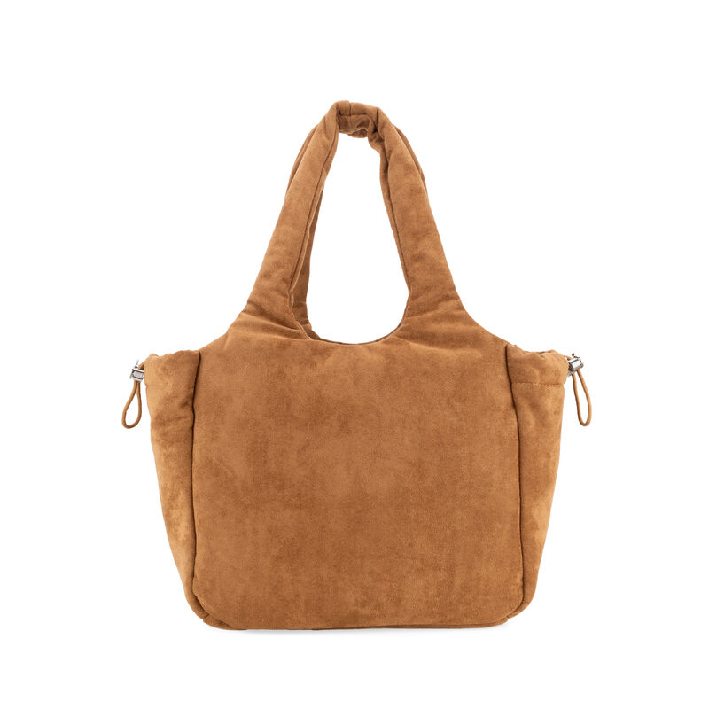 Bolsa Satchel Acolchada En Suede Color Camel image number null