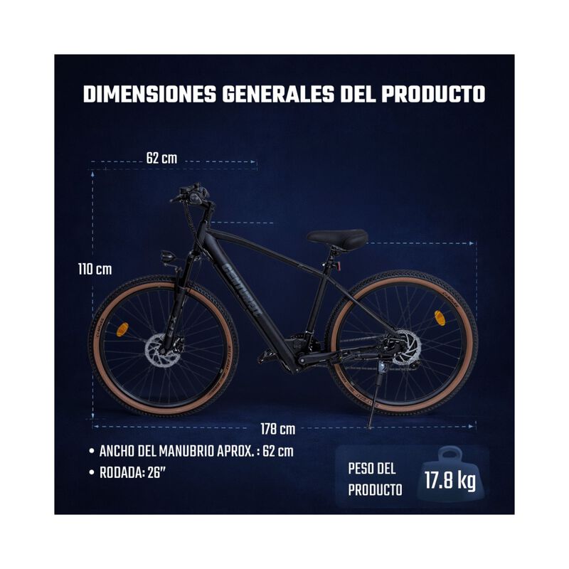 Bicicleta Electrica Urbana 35km/h 21 Vel R26 Au... image number null
