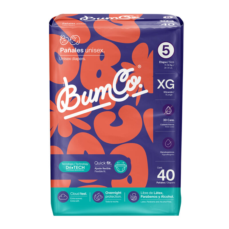 Pa&ntilde;ales Bum Co Unisex Talla 5 XG 40 pa&ntilde;ales image number null