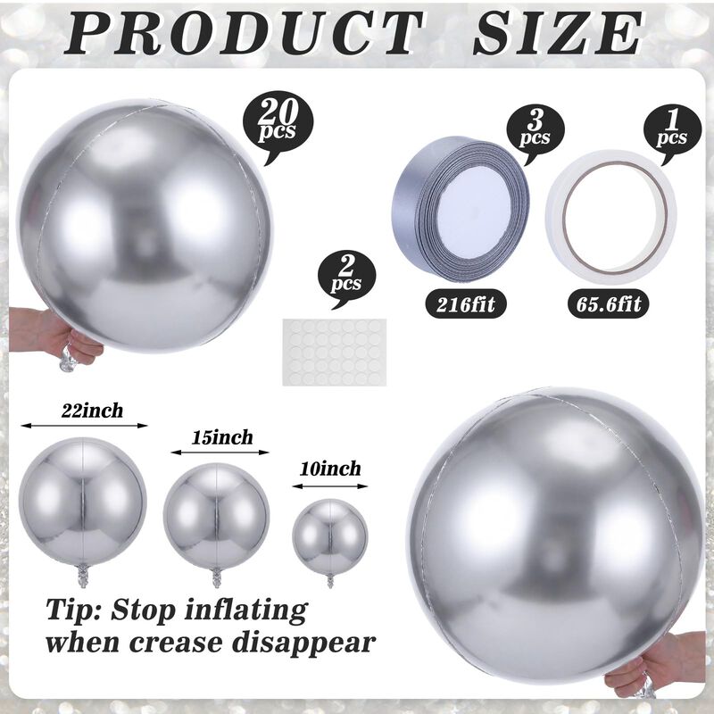Globos Jolliludo 56 cm/38 cm/25 cm Plateado &ndash; P... image number null