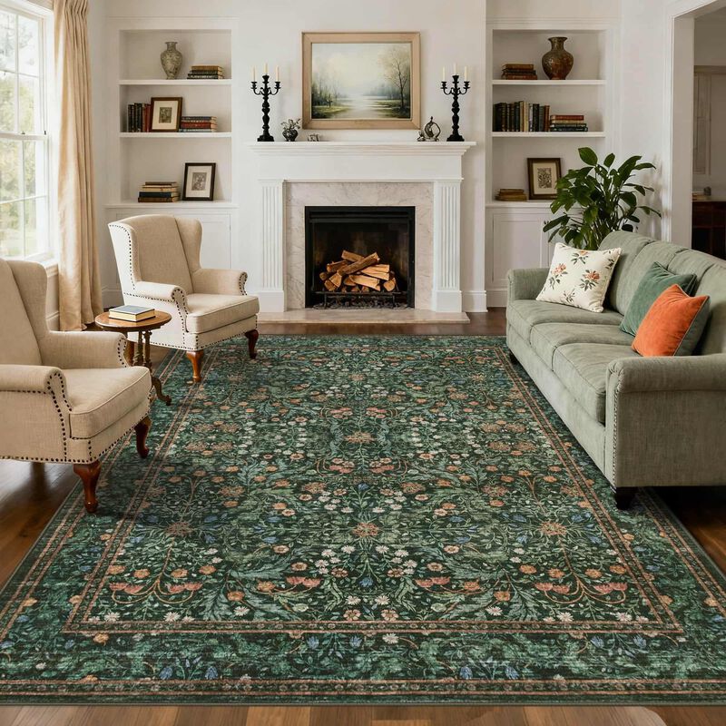 Alfombra De &Aacute;rea Rugxara 244x152 Cm Verde Lavab... image number null