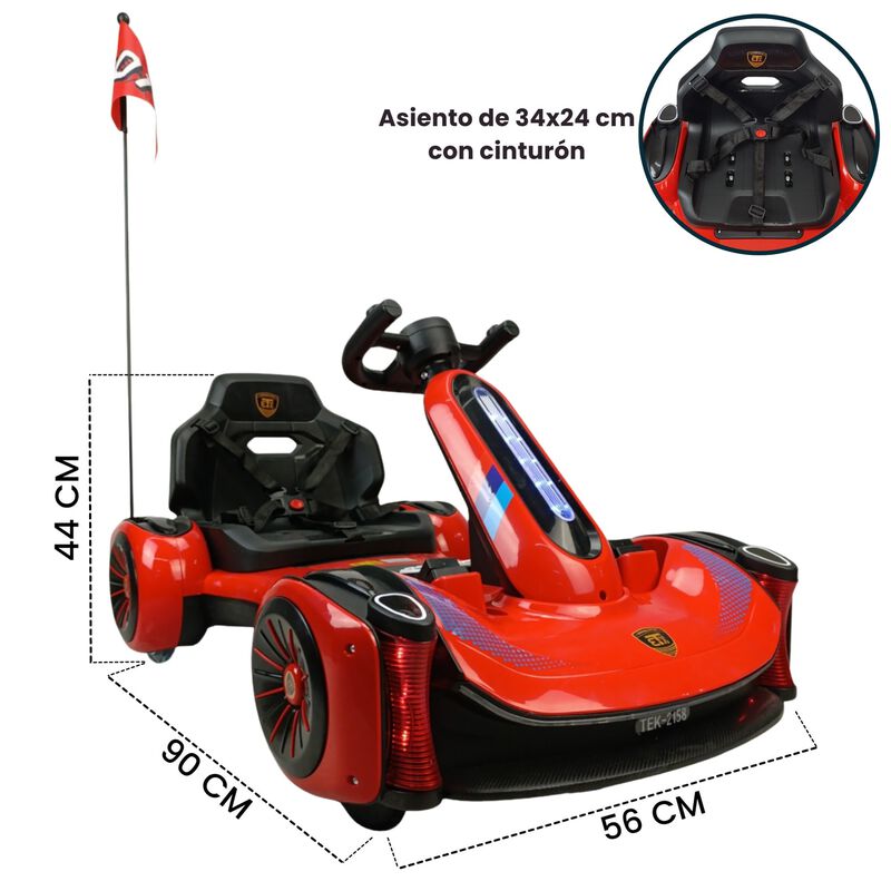 Go Kart El&eacute;ctrico 12v Control Remoto Bluetooth ... image number null