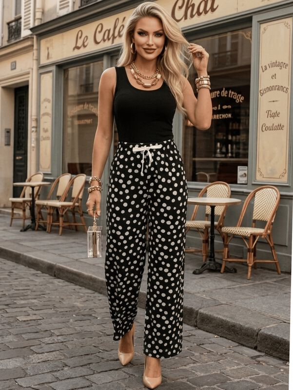 Set De Dos Pantalones De Mujer De Corte Ancho M... image number null