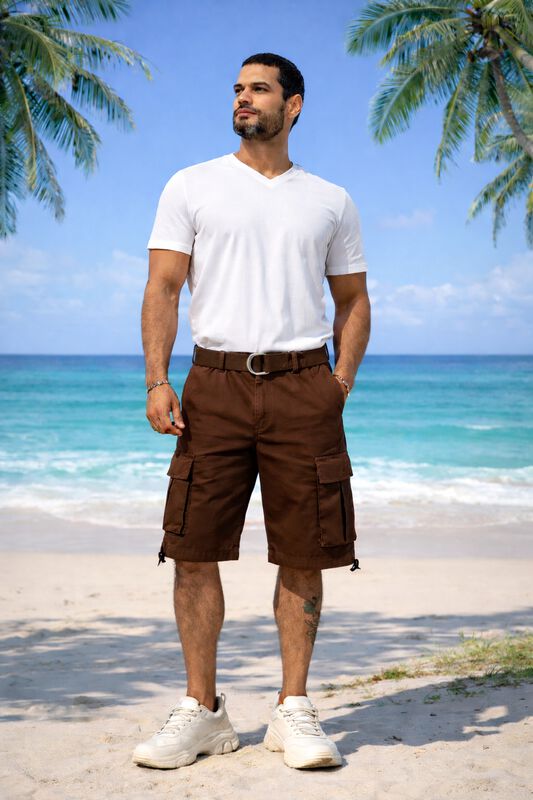 Bermuda Cargo Hombre 6 Bolsas Cinturon Estilo U... image number null