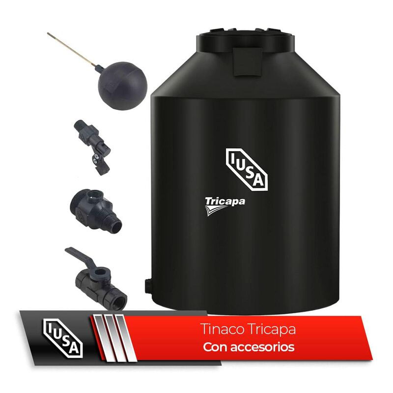 Tinaco Tricapa IUSA, 1100 L Negro con Accesorio... image number null