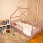 Cama Moderna Montessori de Madera con Barandales - Rosa
