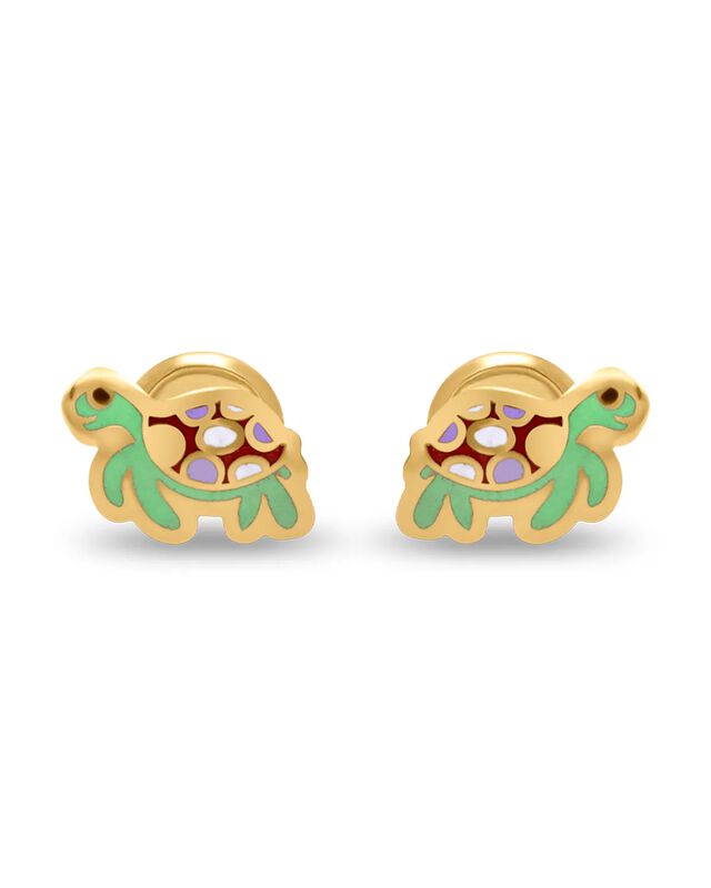 Broqueles De Tortuga En Oro Amarillo 14k Con Es... image number null