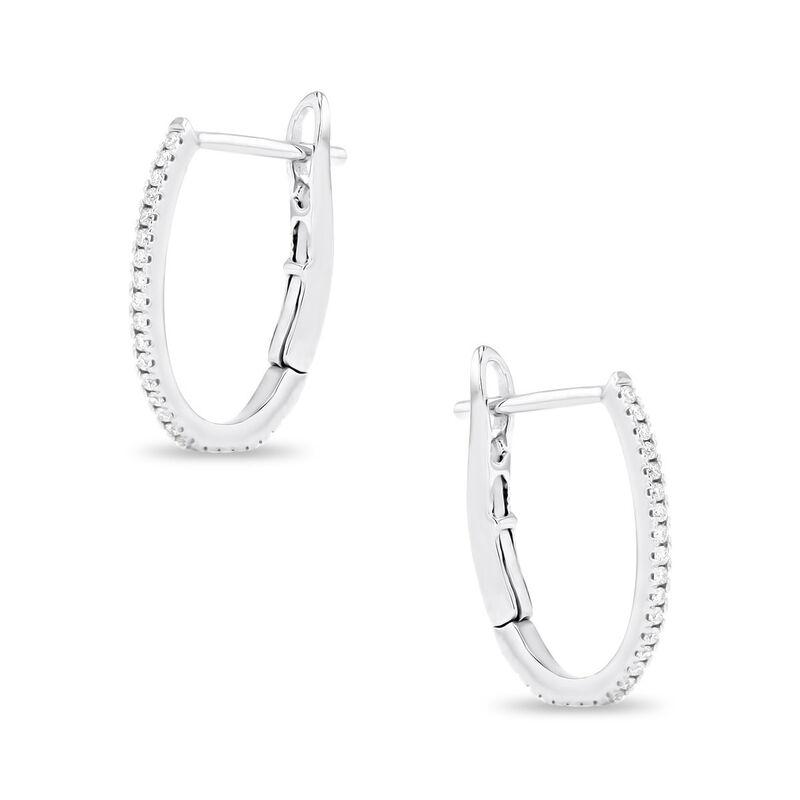 Arracadas Ovaladas De Oro Blanco 14K Con 12Pts ... image number null