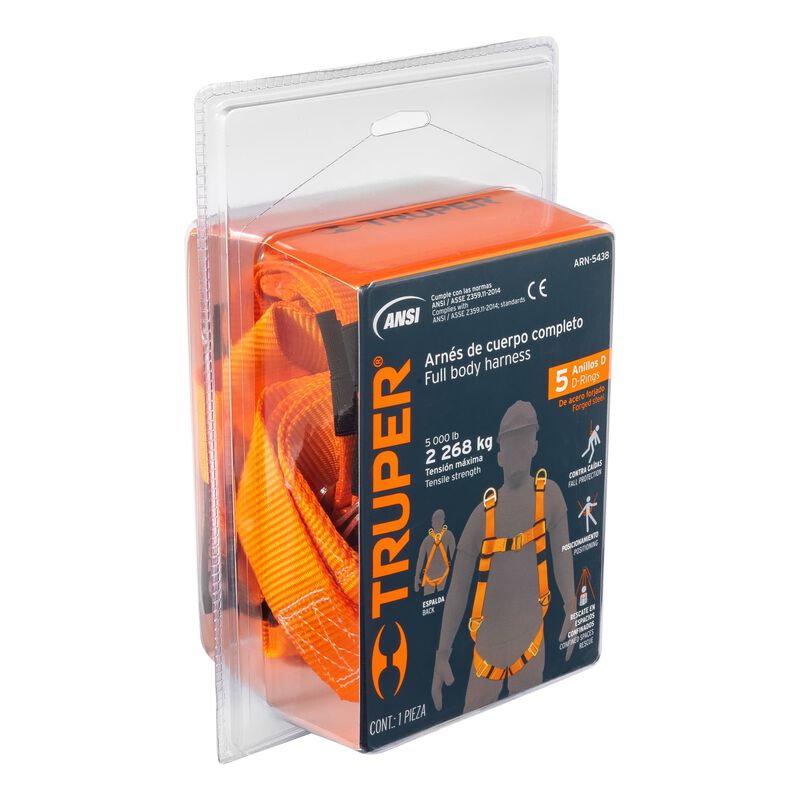 Arnés de Cuerpo Completo con 5 Anillos Ansi Tru... image number null
