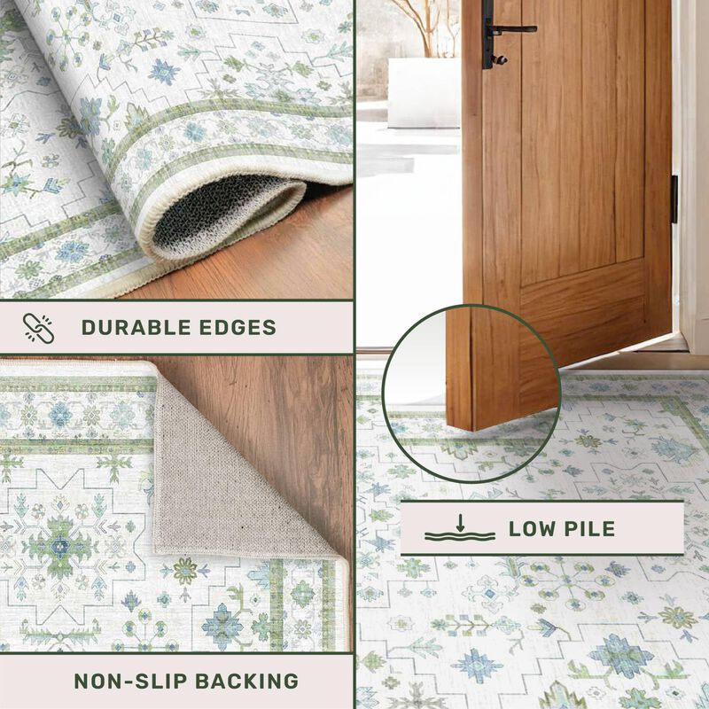 Alfombra Hazo Haus 7x9 Crema Boho Floral Lavabl... image number null