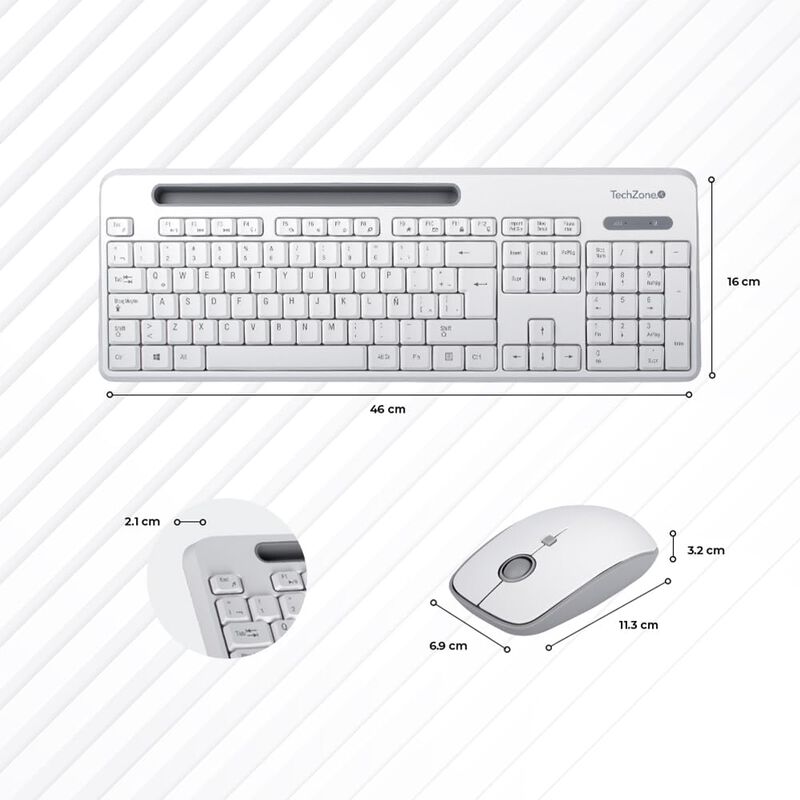 TechZone Teclado y Mouse Inalámbrico 1600 DPIs ... image number null