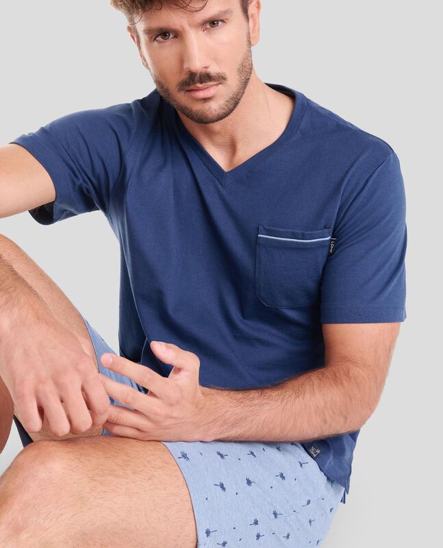 Pijama con Estampado de Palmeras Marino image number null