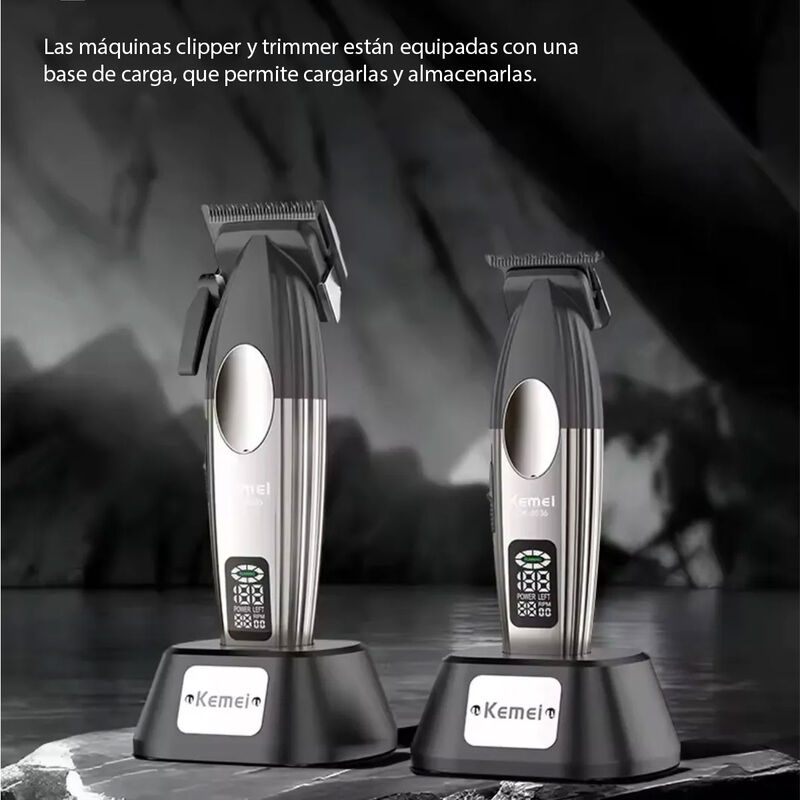 Kit Cortapelos Inal&aacute;mbrico Kemei KM-8536 Clippe... image number null