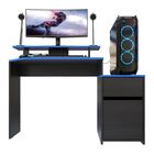 Escritorio Gamer Tron Moderno para PC, para 2 Pantallas, Negro-Azul