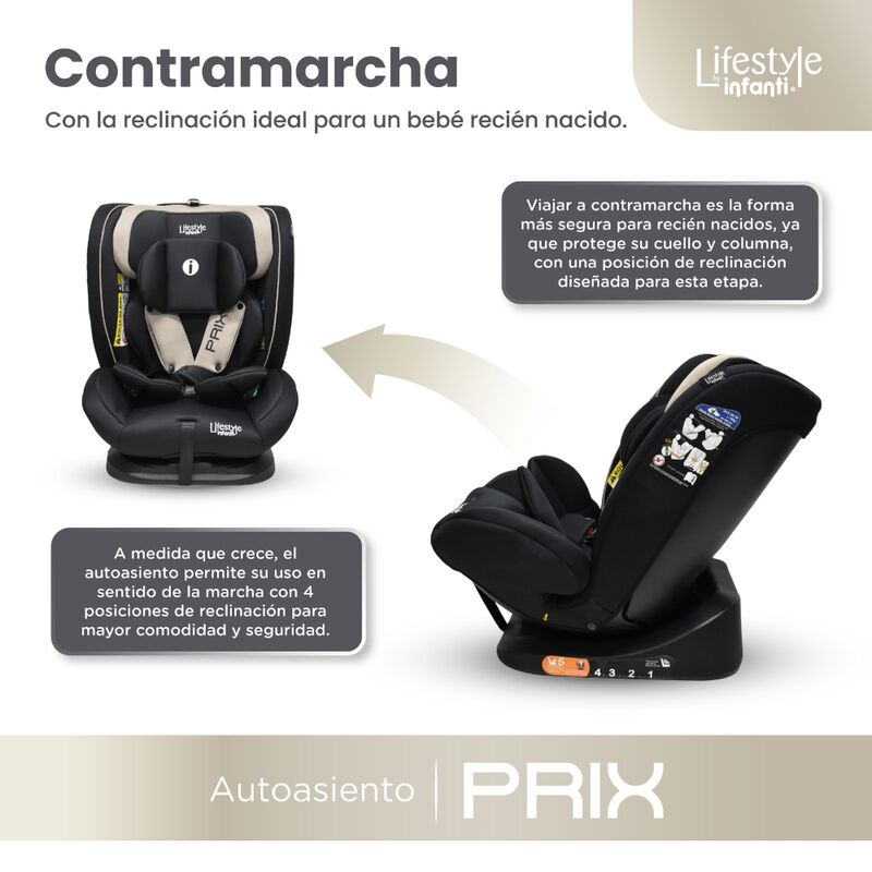 Autoasiento Reclinable Prix Negro / Beige Con S... image number null