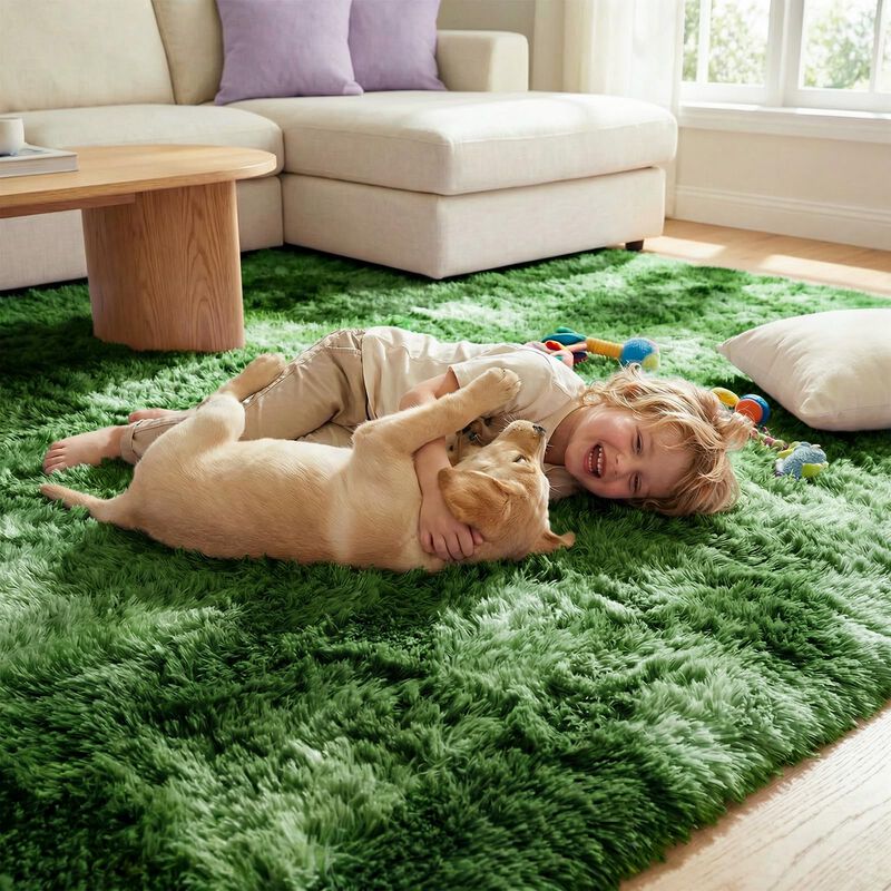 Alfombra Dweike 91 cm X 150 cm Verde De Pelo La... image number null