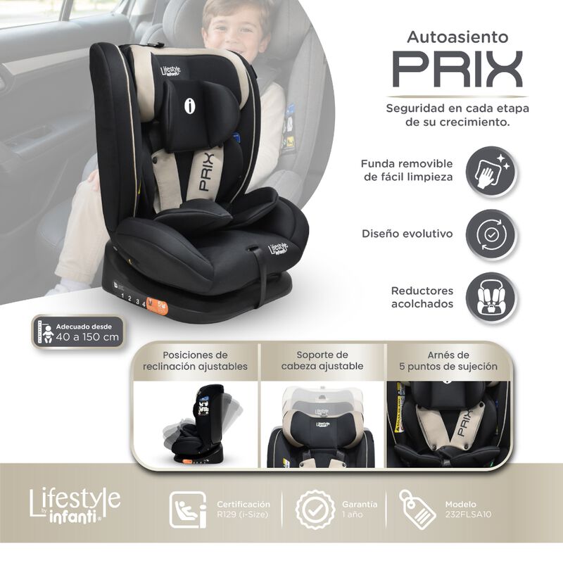 Autoasiento Reclinable Prix Negro / Beige Con S... image number null