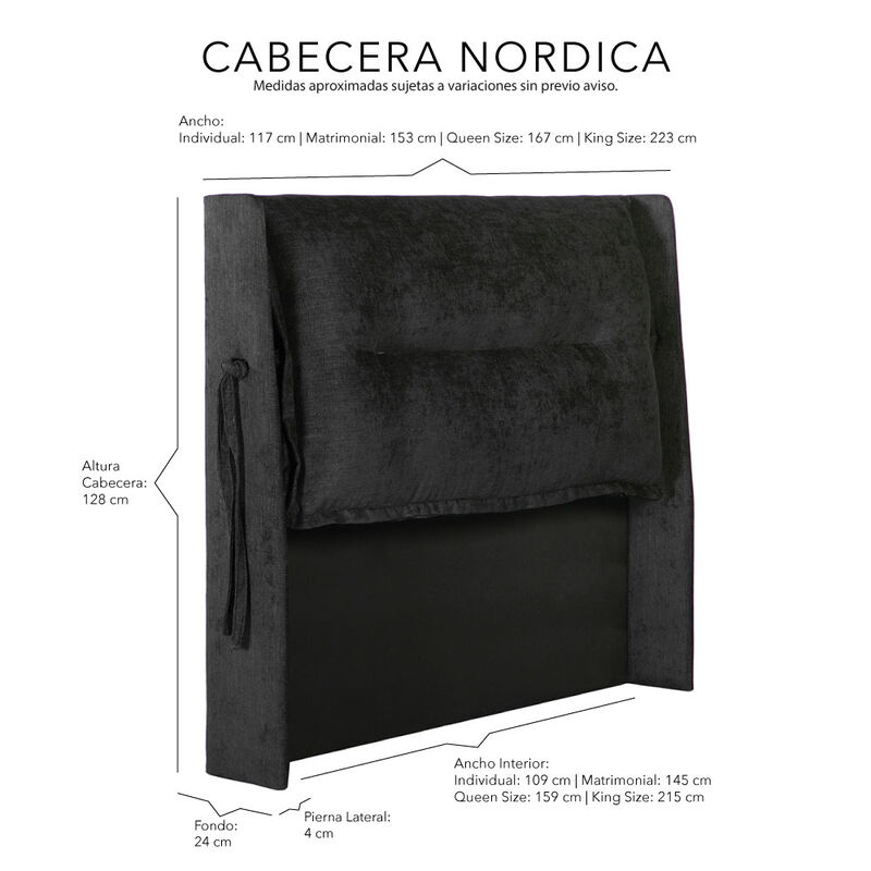 Cabecera Matrimonial Dicasa Nordica Black image number null